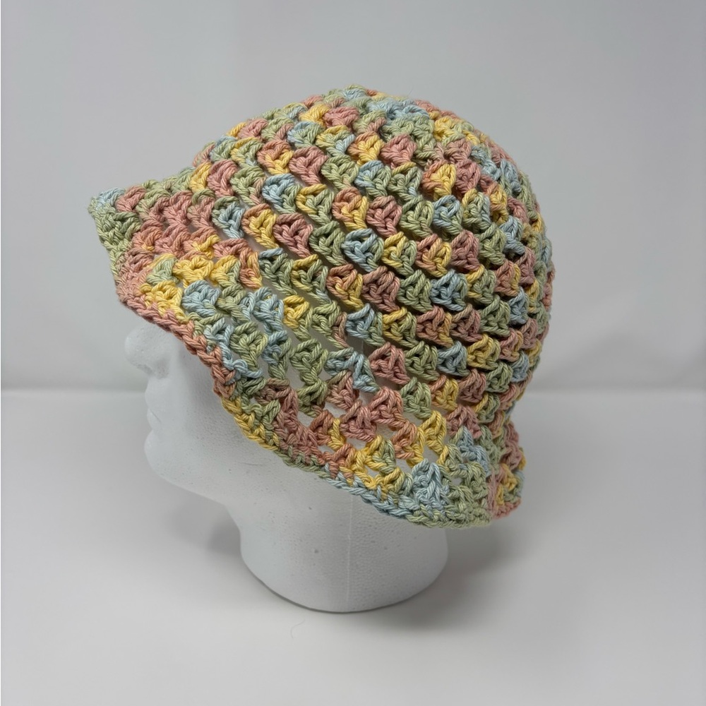 Spring Pastel Crochet Granny Stitch Bucket Hat